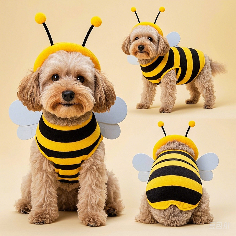 Bumblebee Dog Costume Striped Outfit with Wings and Antennae
